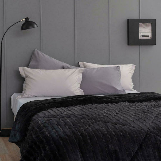 Palamaiki Gwen Κουβέρτα Βελουτέ Καναπέ 130x180εκ. Black