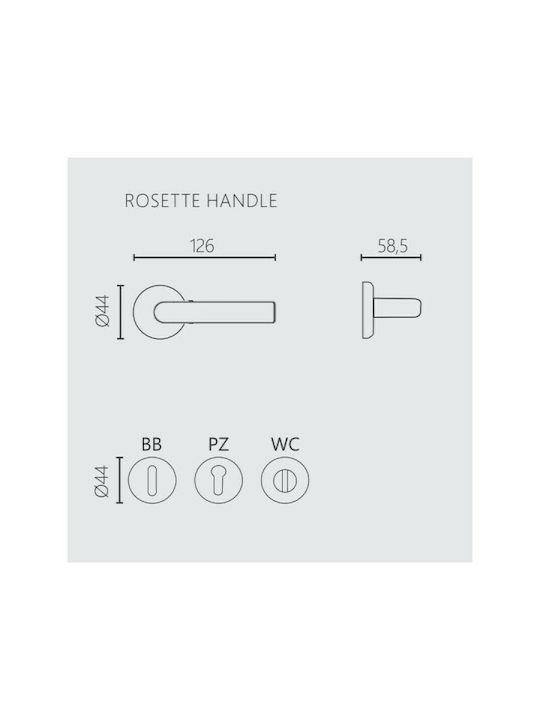 Zogometal Lever Middle Door with Rosette 302 302 Pair with Rosette Nickel