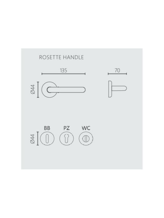 Zogometal Lever Middle Door with Rosette 304 304 Pair with Rosette Nickel