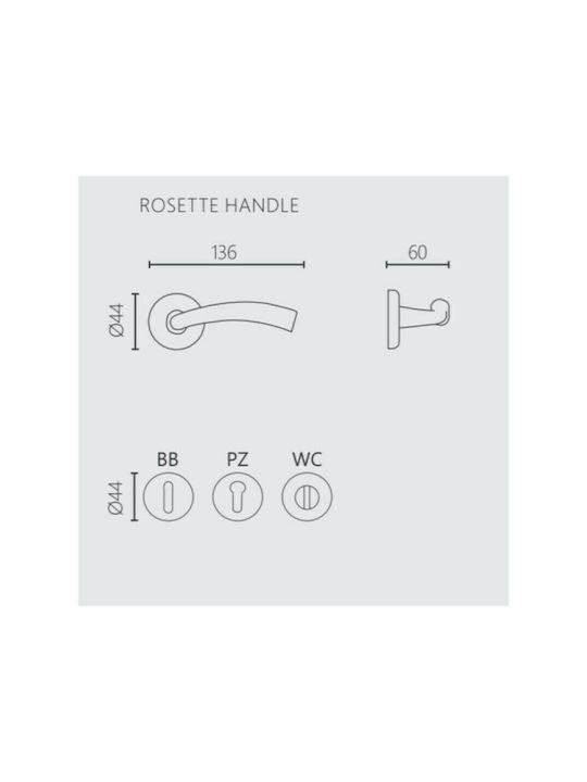 Zogometal Lever Middle Door with Rosette 306 306 Pair with Rosette URL