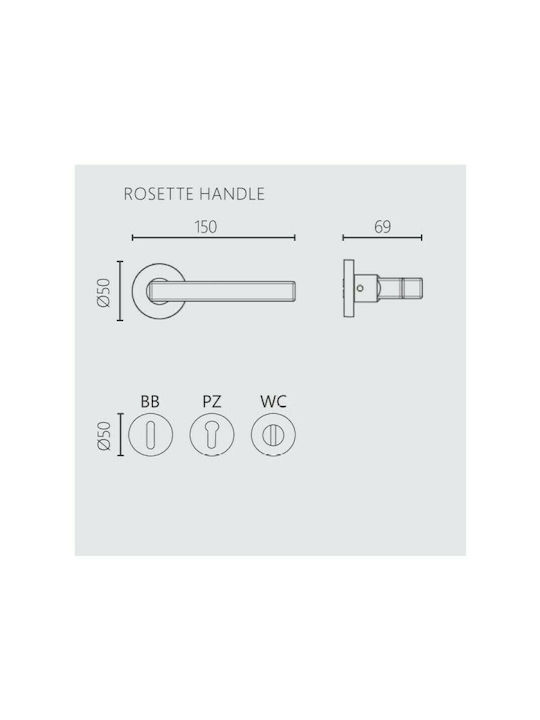 Zogometal Lever Middle Door with Rosette 2291 2291 Pair with Rosette Chrome