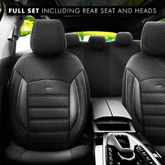 Otom Car Cover Set 11pcs Cotton Sport Plus Design Black