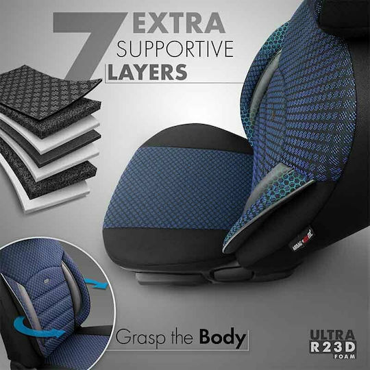 Otom Car Cover Set 11pcs Cotton Sport Plus Design Black / Blue