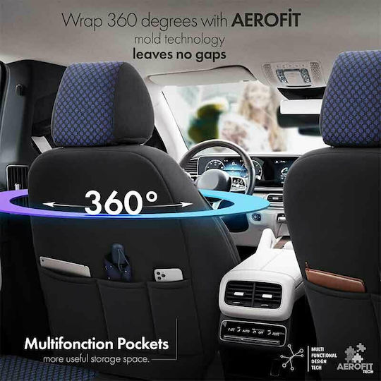 Otom Car Cover Set 11pcs Cotton Sport Plus Design Black / Blue