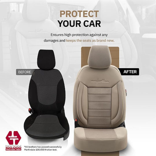 Otom Car Cover Set 11pcs Leatherette Comfortline Design Beige