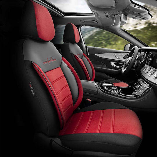 Otom Car Cover Set 11pcs Leatherette Comfortline Design Red / Black