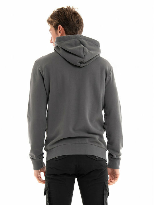 Superdry Vintage Downtown Script Men's Sweatshirt with Hood and Pockets Gray