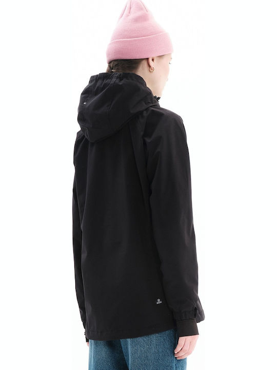 198. Women's Short Sports Jacket for Winter with Hood Black