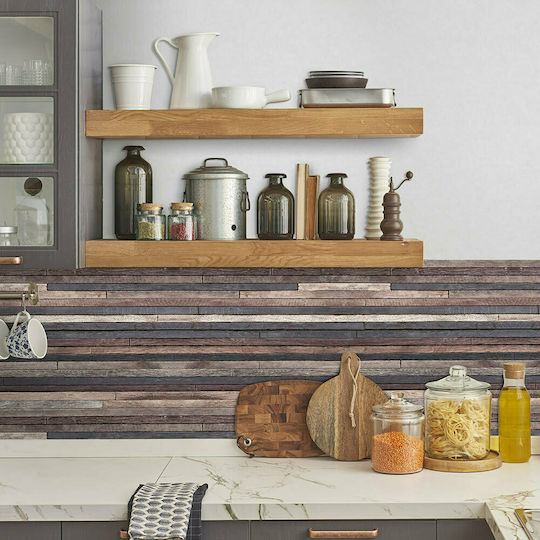 Dekorativer Aufkleber Wand Wood Stripes Küche / Badezimmer 1Stück 180x45cm Ango