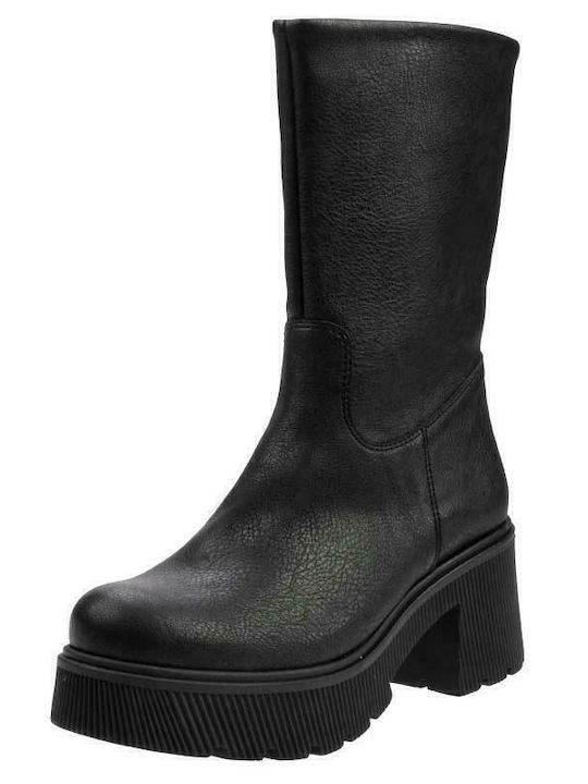 Leder Stiefeletten Damen Schwarz