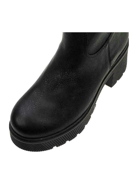 Leder Stiefeletten Damen Schwarz