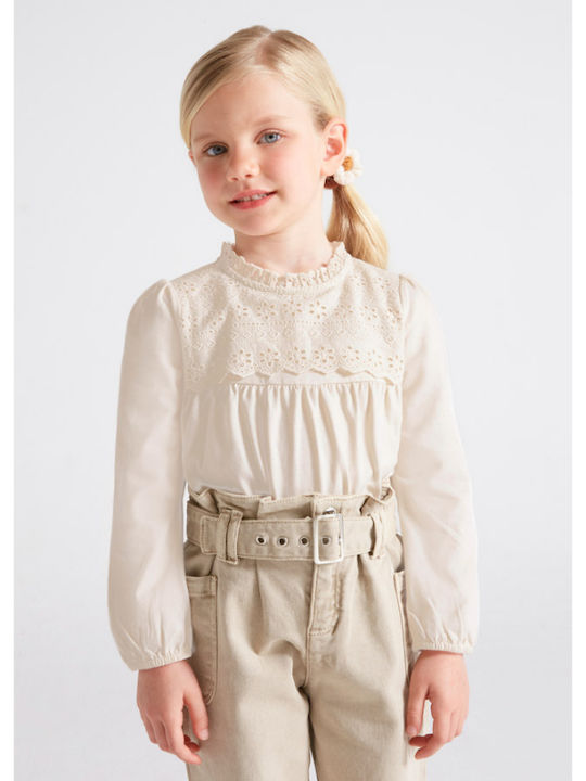 Mayoral Kids Blouse Long Sleeve Beige