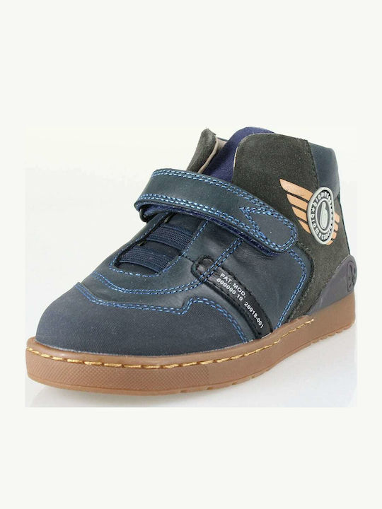 Anatomische Leder Kinderstiefel mit Bügel- und Schleifenverschluss Blau