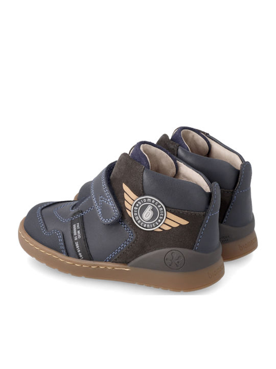 Anatomische Leder Kinderstiefel mit Bügel- und Schleifenverschluss Blau