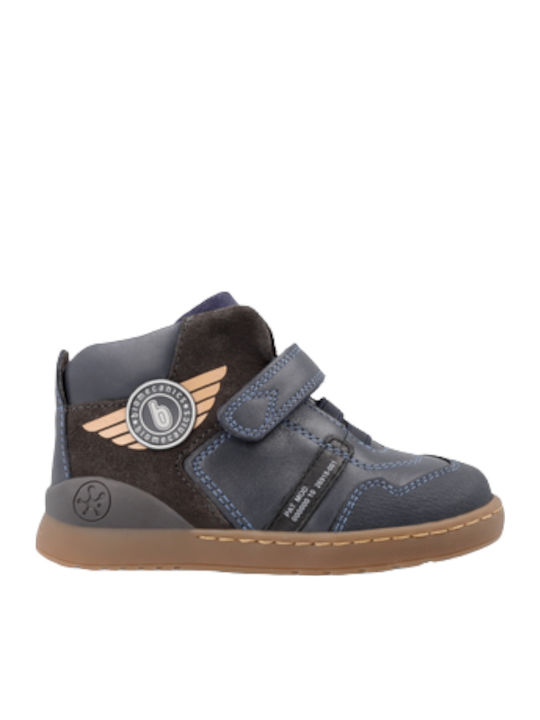 Anatomische Leder Kinderstiefel mit Bügel- und Schleifenverschluss Blau