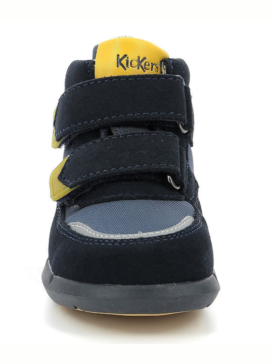Junibo Παιδικά Sneakers High Ανατομικά με Σκρατς Navy Μπλε
