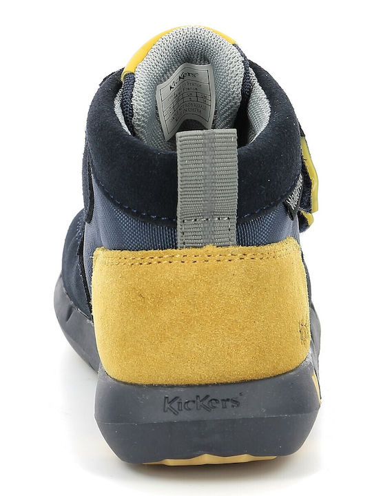 Junibo Παιδικά Sneakers High Ανατομικά με Σκρατς Navy Μπλε