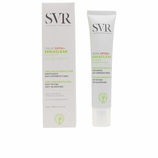 SVR Laboratoire Sebiaclear Creme SPF50+ Αντιηλιακή Κρέμα Προσώπου για Λιπαρό Δέρμα με Ατέλειες & Ματ Υφή 40ml