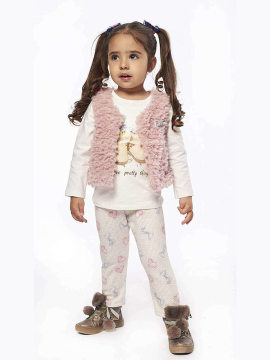 Εβίτα Kids Set with Leggings Winter 3pcs Pink