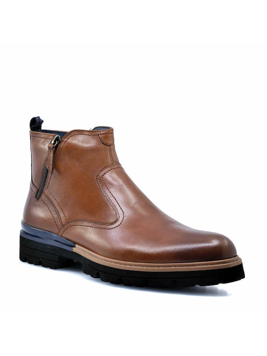 Renato Garini Men's Leather Boots with Zipper Tabac Brown
