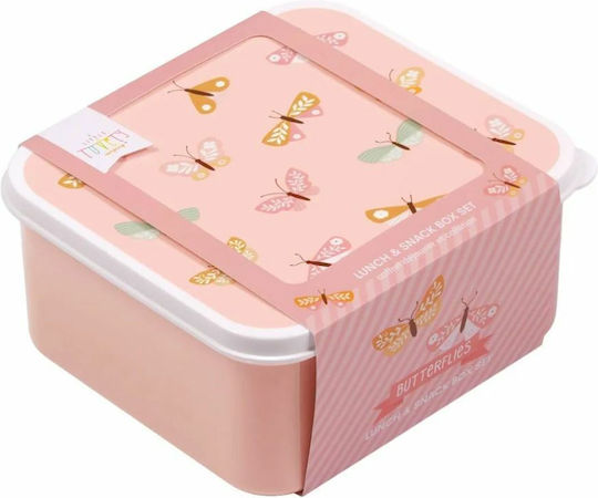 A Little Lovely Company Butterflies Plastic Kids' Lunch Set Pink