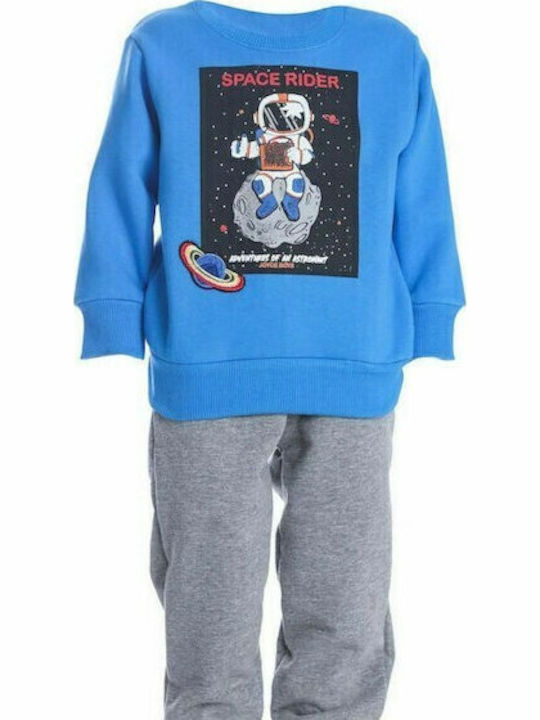 Kids Sweatpants Set Blue 2pcs Space