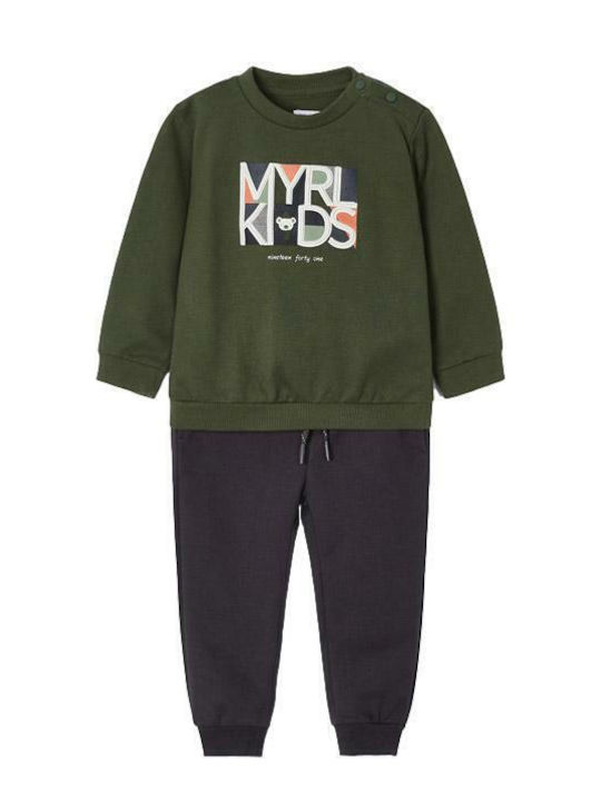 Mayoral Kids Sweatpants Set Khaki 2pcs