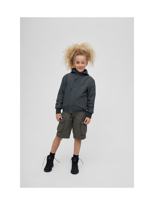 Brandit Kids Casual Jacket short Windproof Hooded Gray