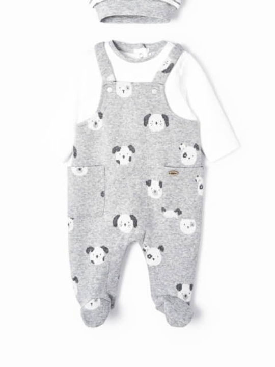 Mayoral Baby Bodysuit Set Long-Sleeved with Pants Gray