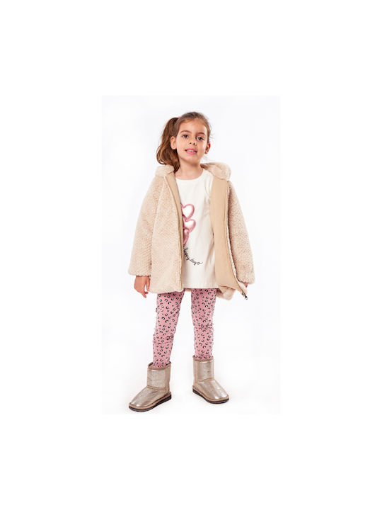 Evita Kids Fur short Hooded Beige