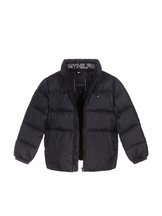 Kids' Quilted Jacket Short with Hood Blue Essential Down