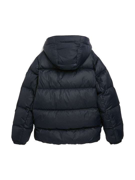 Kids' Quilted Jacket Short with Hood Blue Essential Down