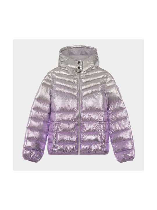 Guess Kids Quilted Jacket short Hooded Purple