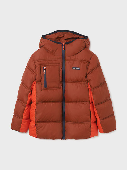 Kinder Steppjacke Kurz mit Kapuze Braun
