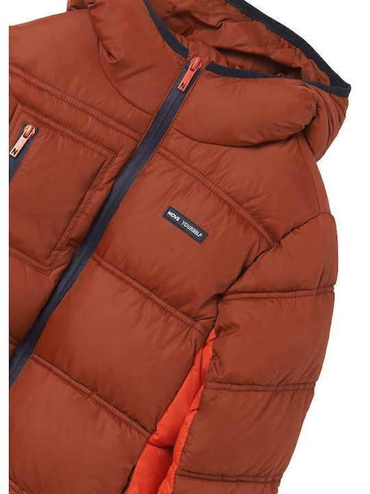 Kinder Steppjacke Kurz mit Kapuze Braun