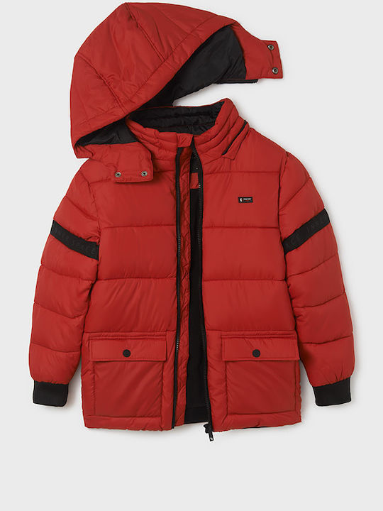 Kids' Quilted Jacket Short with Hood Red