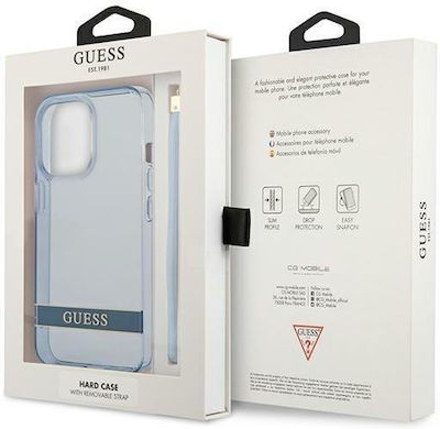 Guess Translucent Stap Umschlag Rückseite Kunststoff Blau (iPhone 13 Pro) GUHCP13LHTSGSB