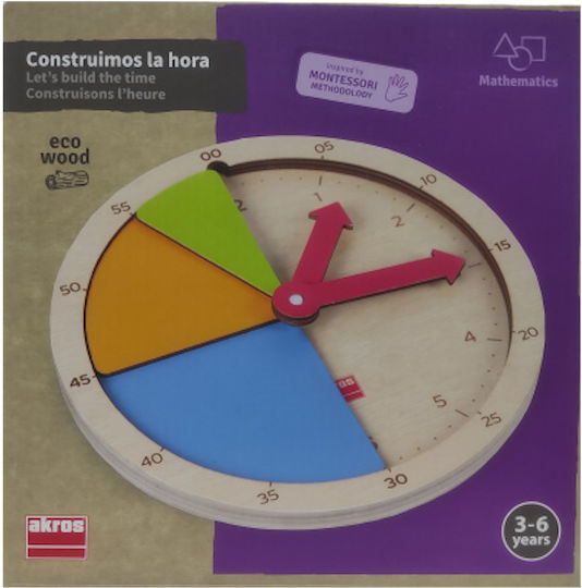 Akros Κατασκευή του Χρόνου Educational Time Learning Game made of Wood for 3+ Years Old