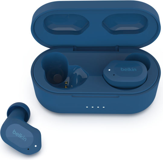 Belkin Soundform Play True In-ear Bluetooth Handsfree Ακουστικά με Αντοχή στον Ιδρώτα και Θήκη Φόρτισης Μπλε