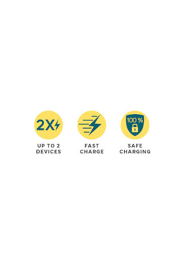 Legami Milano Charger Without Cable with USB-A Port and USB-C Port Multicolours (WACH0001)