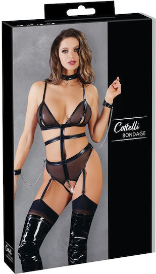 Cottelli Collection Bondage Strappy Body mit Hosenträgern Schwarz