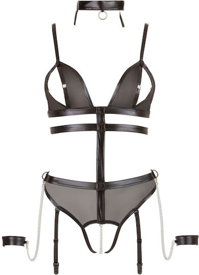 Cottelli Collection Bondage Strappy Body mit Hosenträgern Schwarz