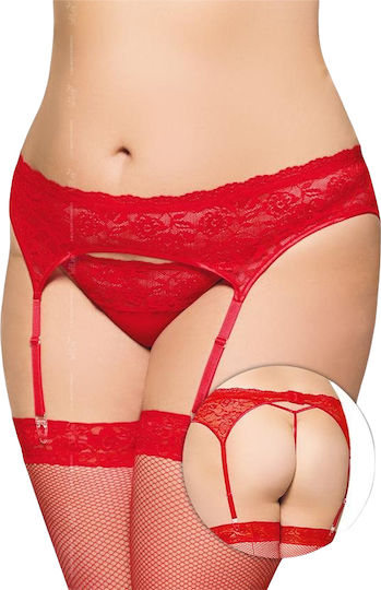 Softline 3317 Garterbelt Set Garters with Lace Red