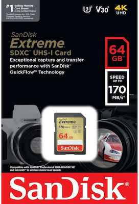 Sandisk Extreme SDXC 64GB Class 10 U3 V30 UHS-I 170MB/s