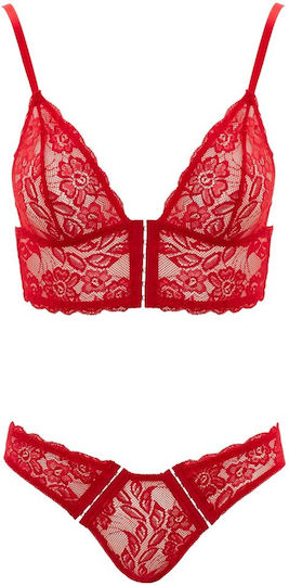Cottelli Collection Front Fastening Bralette Briefs Sexy Dessous-Set Red 22122693021