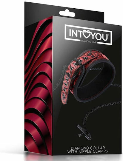 IntoYou Diamond Line Collar With Nipple Clamps BDSM Kit σε Κόκκινο Χρώμα