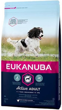 Eukanuba Active Adult Medium Breed 12kg Dry Food for Adult Medium Breed Dogs with Chicken