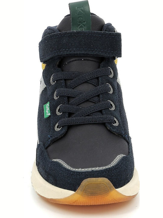 Παιδικά Sneakers High Ανατομικά με Σκρατς Navy Μπλε