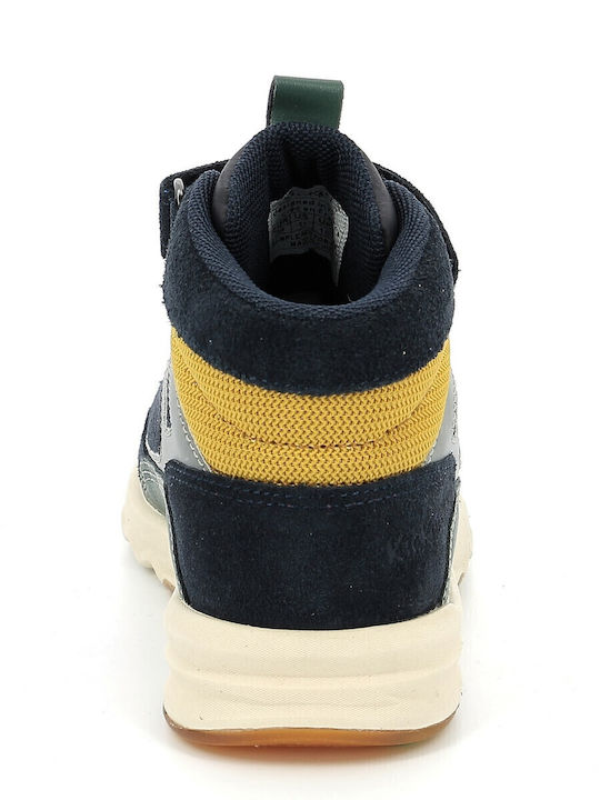 Παιδικά Sneakers High Ανατομικά με Σκρατς Navy Μπλε