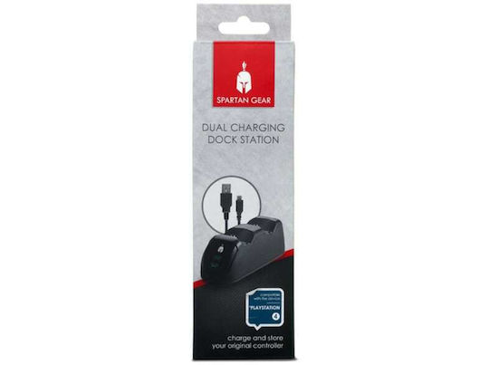 Spartan Gear Dual Charging Dock Station Charging Station for 2 controllers PS4 with LED lighting Black